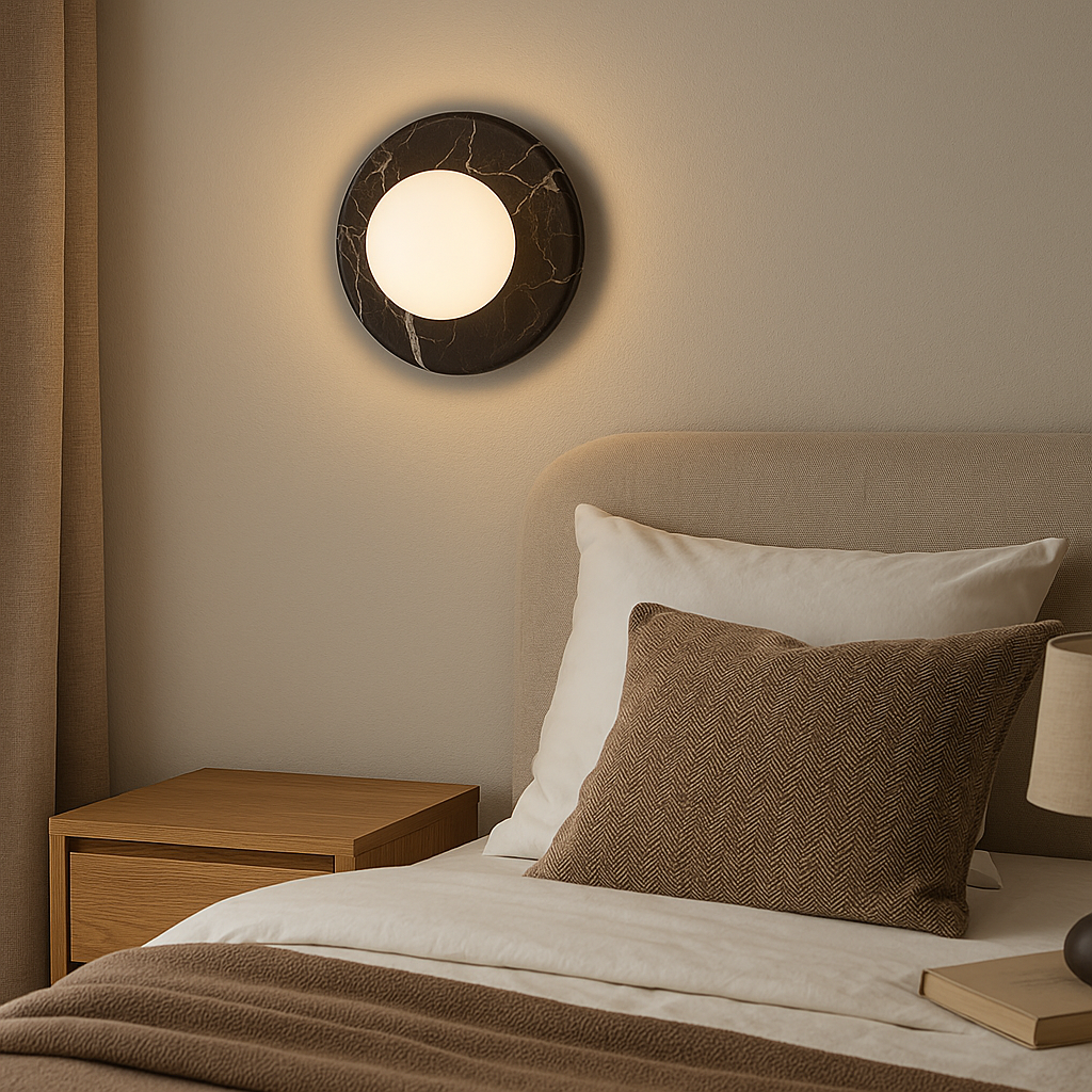 Elara Round Marble Wall Light With Soft Frosted Glow For Any Room | Temsk
