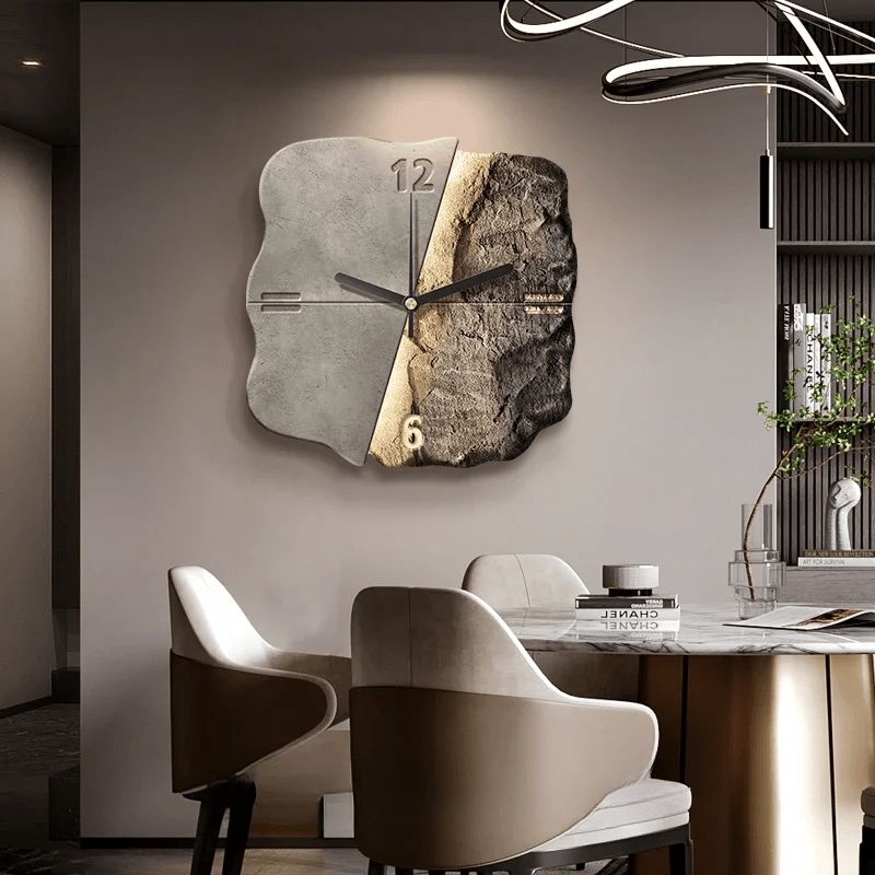 TerraLume Modern Sandstone Wall Clock With 3D Relief And Silent Quartz | Temsk