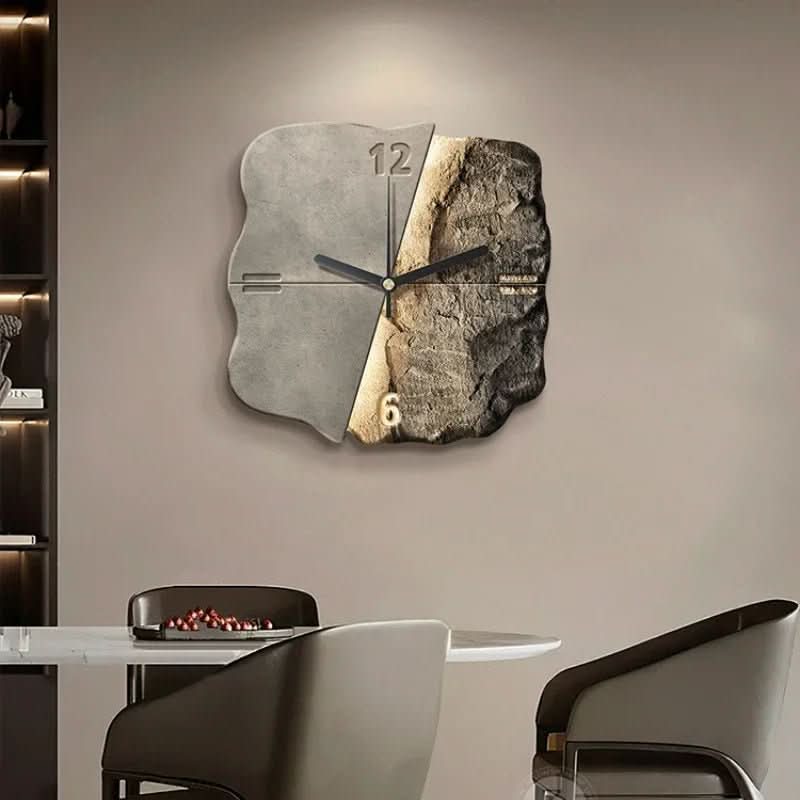 TerraLume Modern Sandstone Wall Clock With 3D Relief And Silent Quartz | Temsk