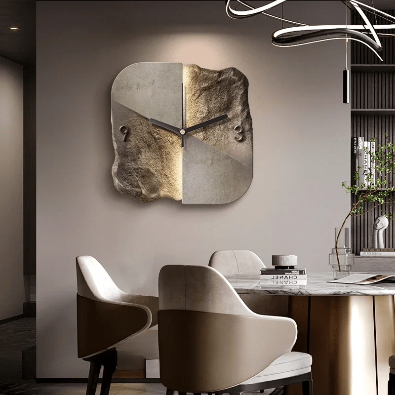 TerraLume Modern Sandstone Wall Clock With 3D Relief And Silent Quartz | Temsk