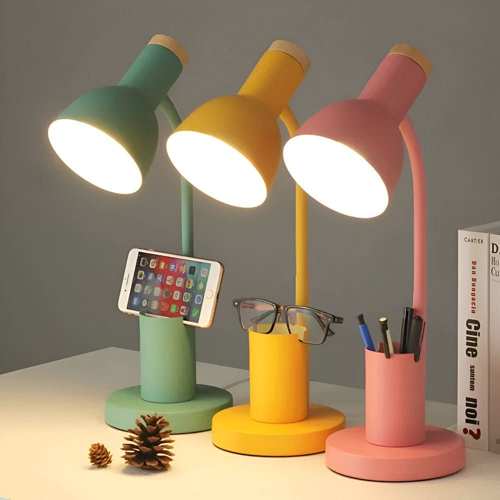 Lampe de bureau LED moderne LumaNest avec porte-stylo pour bureau et maison | Temsk