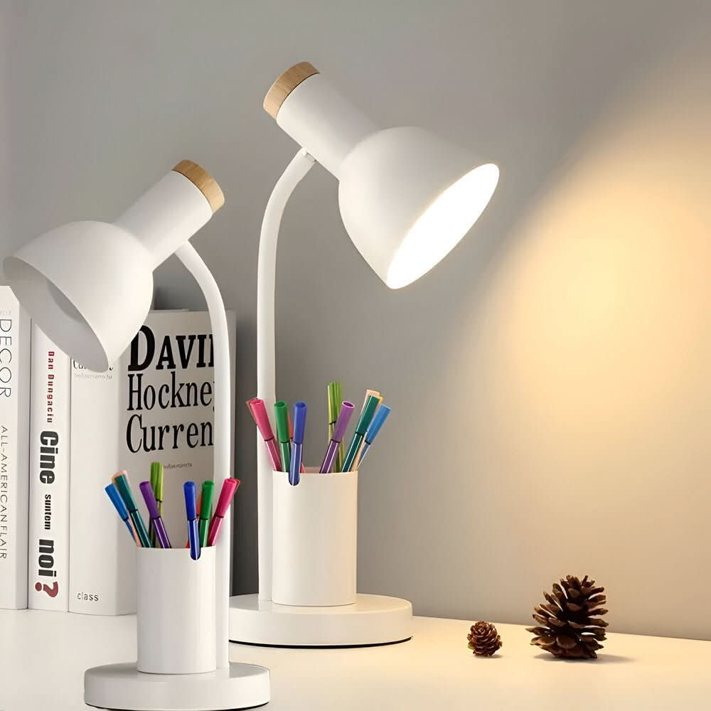 Lampe de bureau LED moderne LumaNest avec porte-stylo pour bureau et maison | Temsk