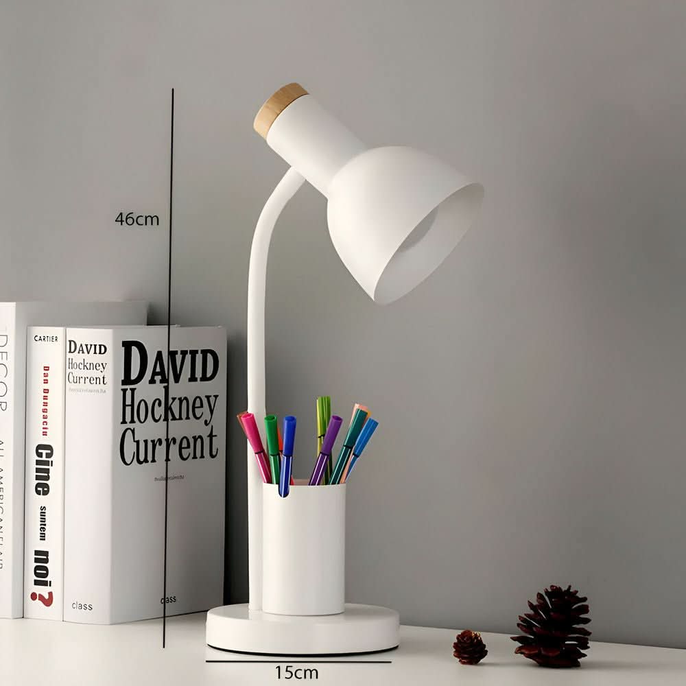 Lampe de bureau LED moderne LumaNest avec porte-stylo pour bureau et maison | Temsk