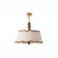 Vintage Cottage Ceiling Light With Pleated Shade And Beaded Wood Details | Temsk