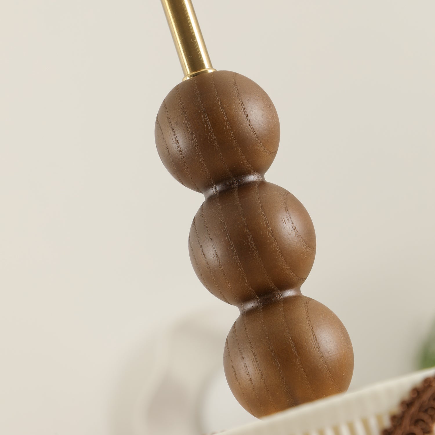 Vintage Cottage Ceiling Light With Pleated Shade And Beaded Wood Details | Temsk