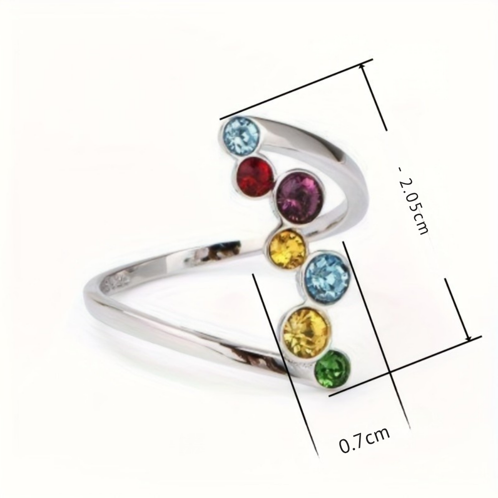 Mother's Day Multicolor Birthstone Ring In Silver And Adjustable | Temsk