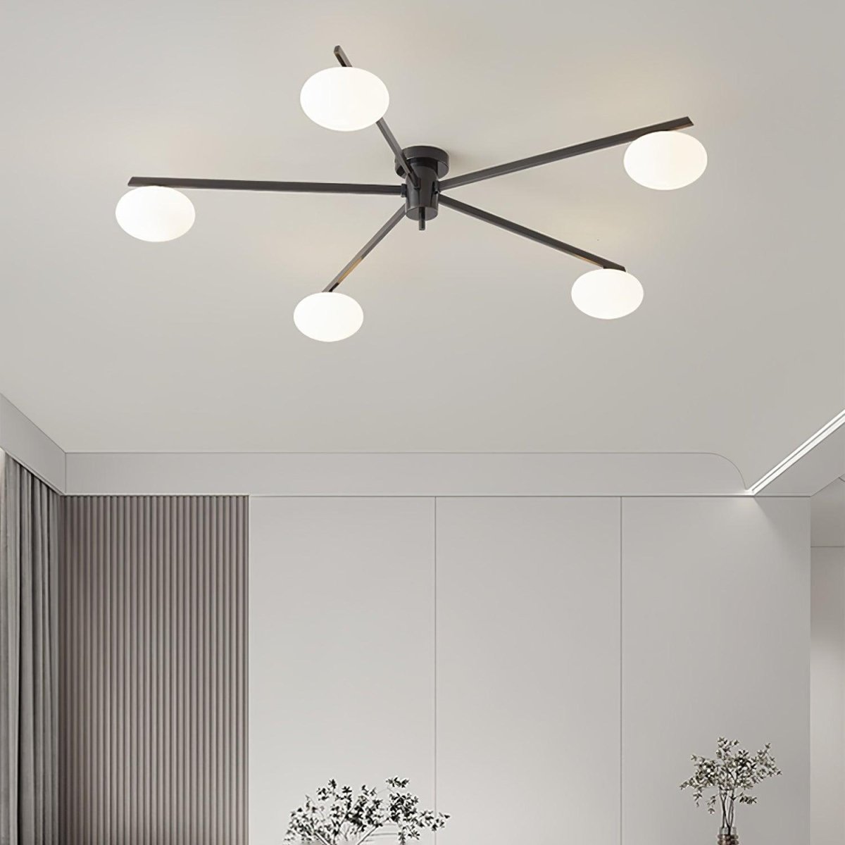LED Multi-Arm Ceiling Light Fixture In Metal, 30 Inches Wide | Temsk