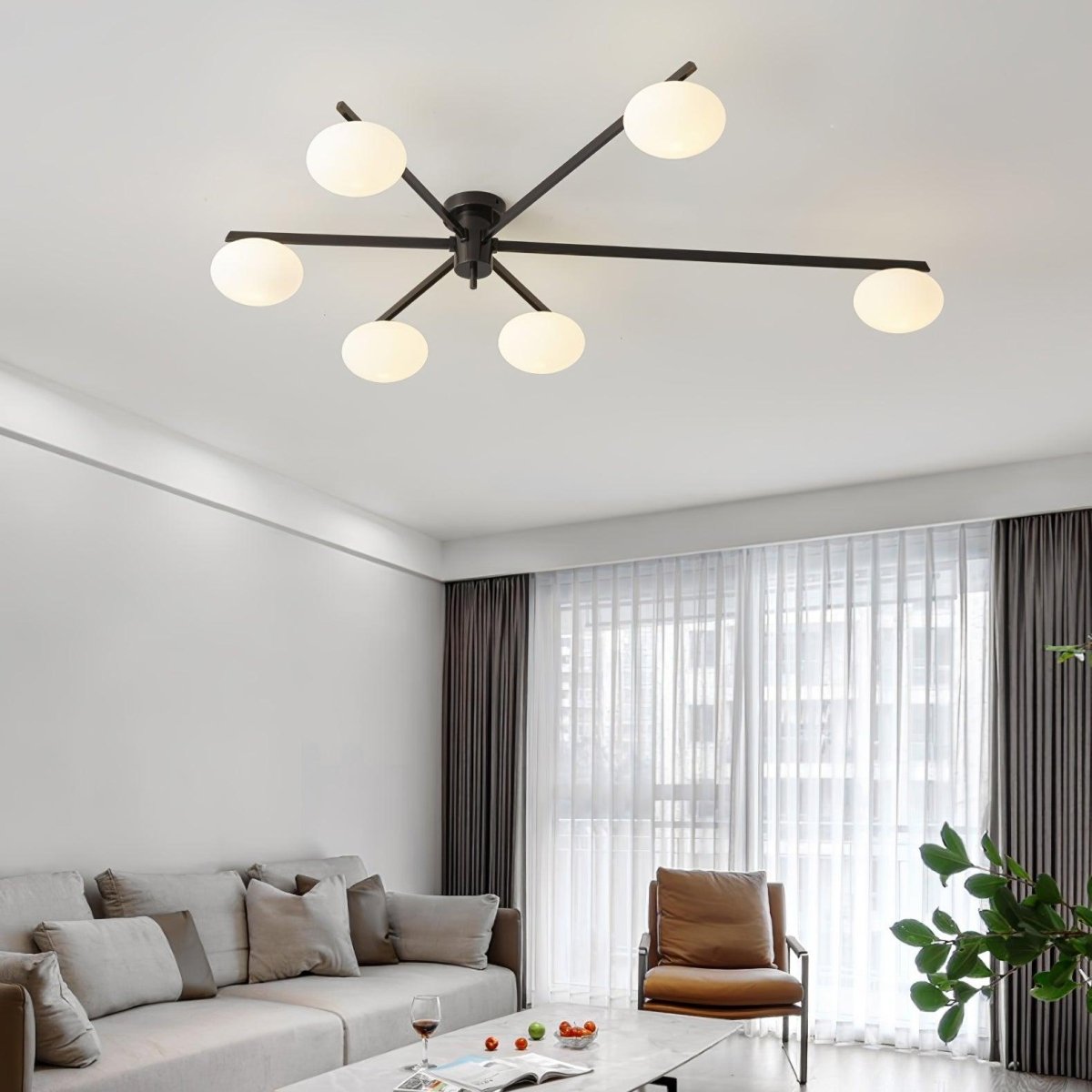 LED Multi-Arm Ceiling Light Fixture In Metal, 30 Inches Wide | Temsk