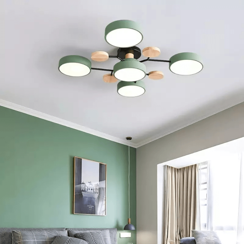 Multi Arm LED Ceiling Light With Circular Shades, 24 Inches | Temsk