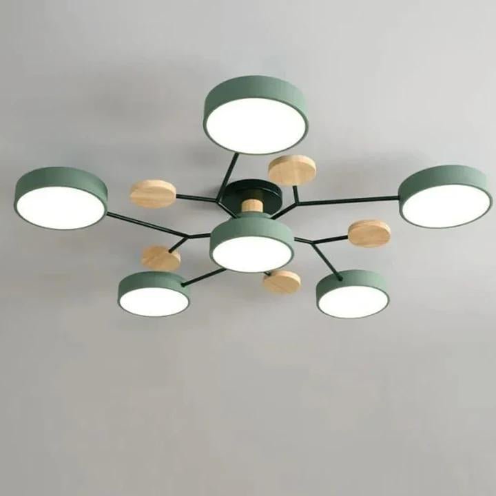 Multi Arm LED Ceiling Light With Circular Shades, 24 Inches | Temsk