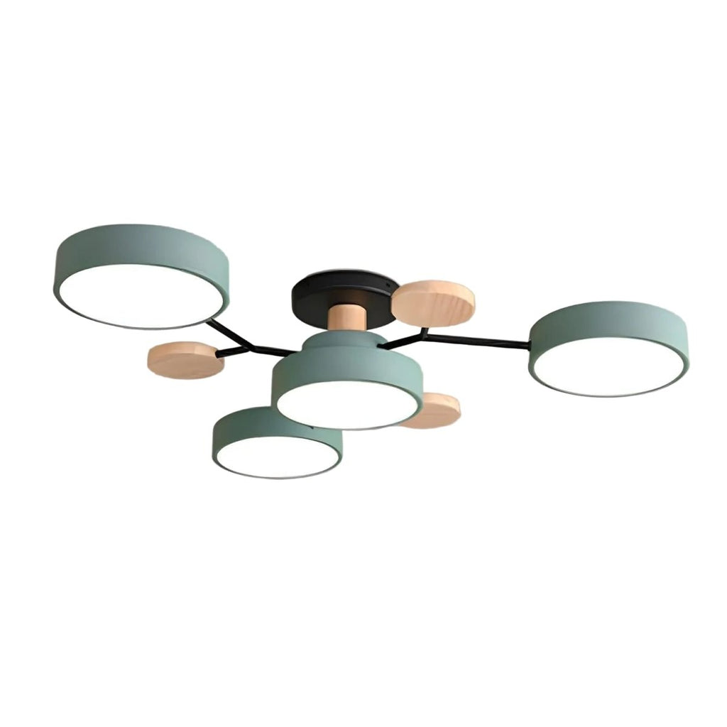 Multi Arm LED Ceiling Light With Circular Shades, 24 Inches | Temsk