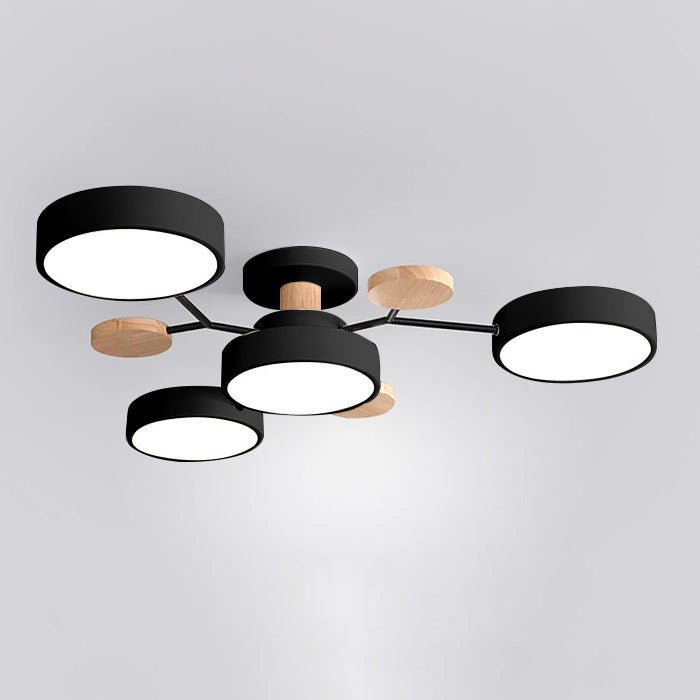 Multi Arm LED Ceiling Light With Circular Shades, 24 Inches | Temsk