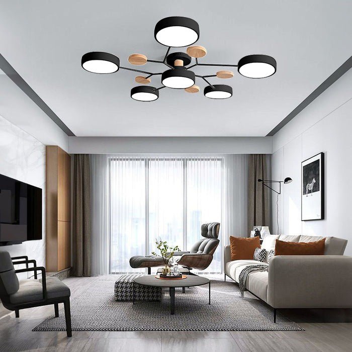 Multi Arm LED Ceiling Light With Circular Shades, 24 Inches | Temsk