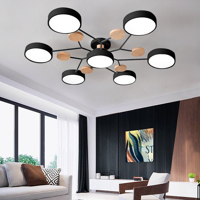 Multi Arm LED Ceiling Light With Circular Shades, 24 Inches | Temsk