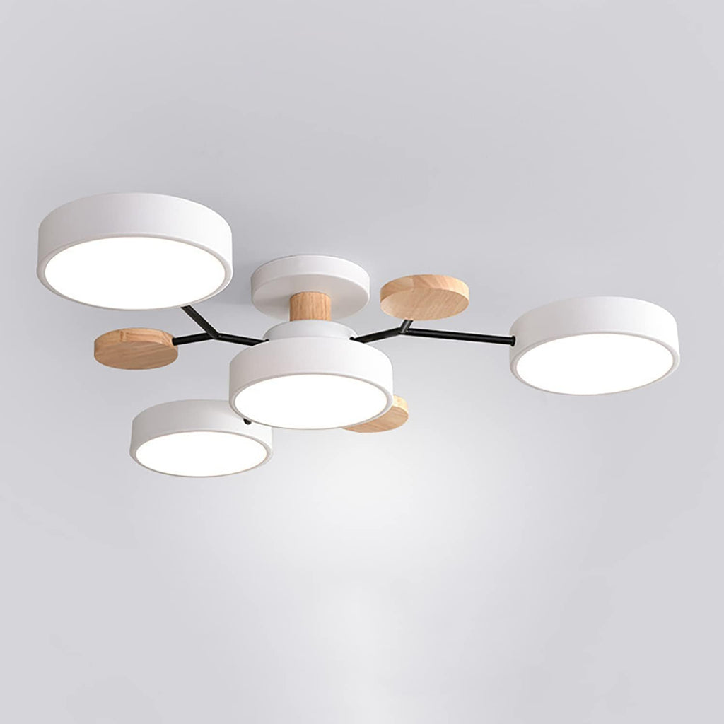 Multi Arm LED Ceiling Light With Circular Shades, 24 Inches | Temsk