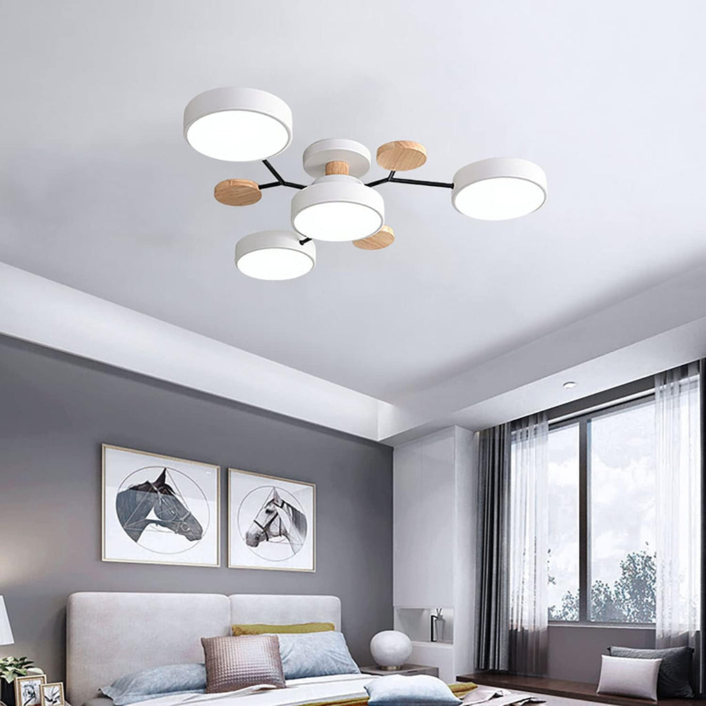 Multi Arm LED Ceiling Light With Circular Shades, 24 Inches | Temsk