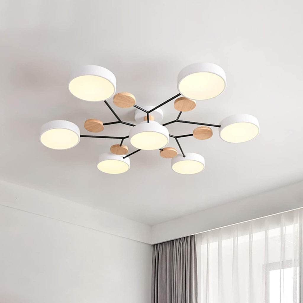 Multi Arm LED Ceiling Light With Circular Shades, 24 Inches | Temsk