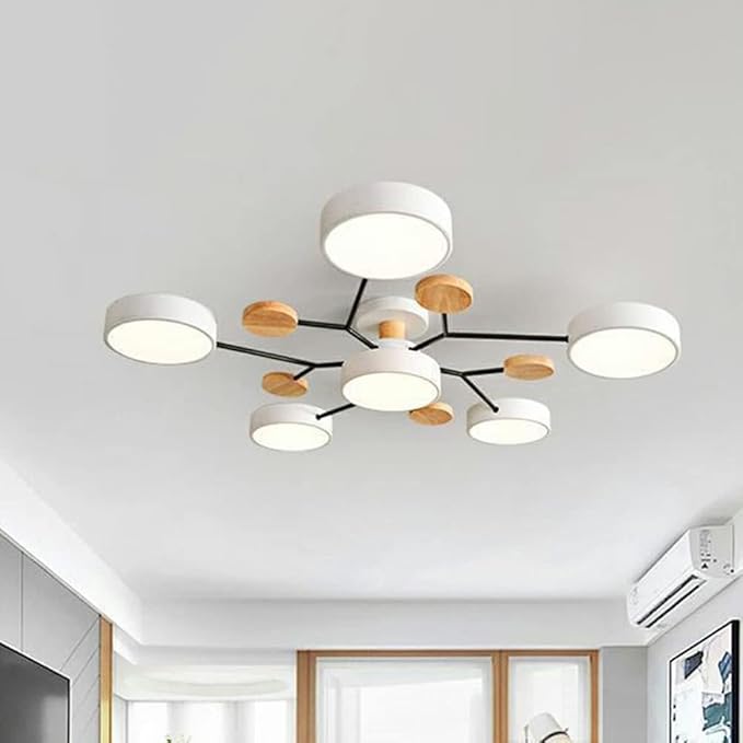 Multi Arm LED Ceiling Light With Circular Shades, 24 Inches | Temsk