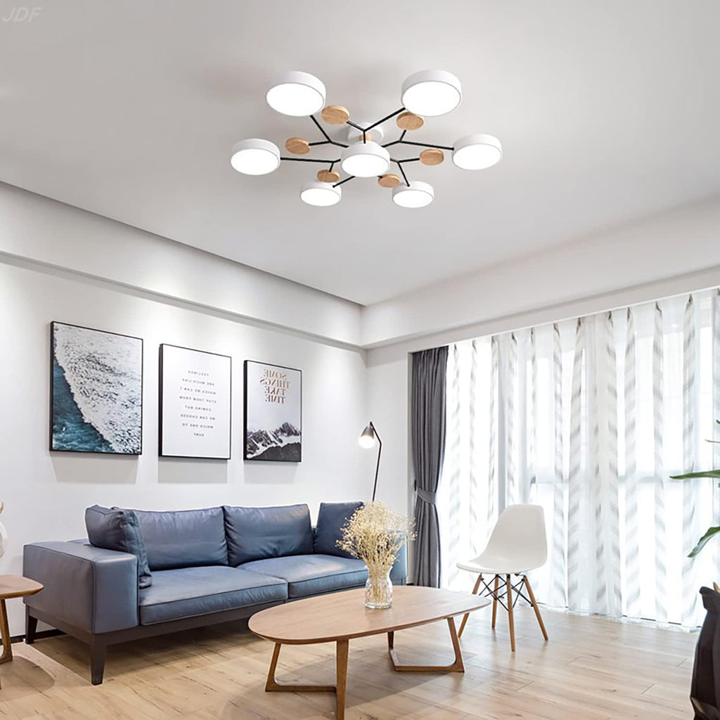 Multi Arm LED Ceiling Light With Circular Shades, 24 Inches | Temsk