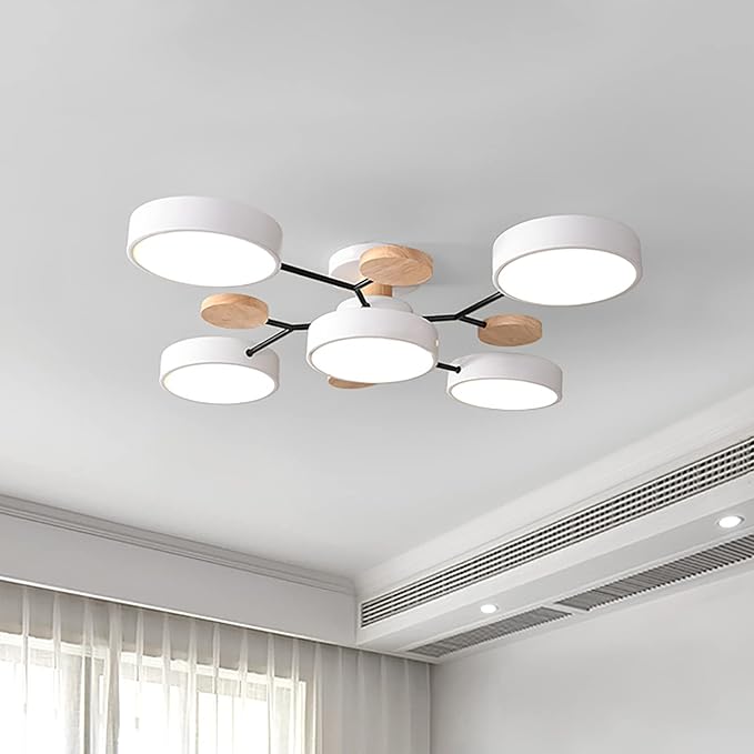 Multi Arm LED Ceiling Light With Circular Shades, 24 Inches | Temsk