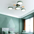 Multi Arm LED Ceiling Light With Circular Shades, 24 Inches | Temsk