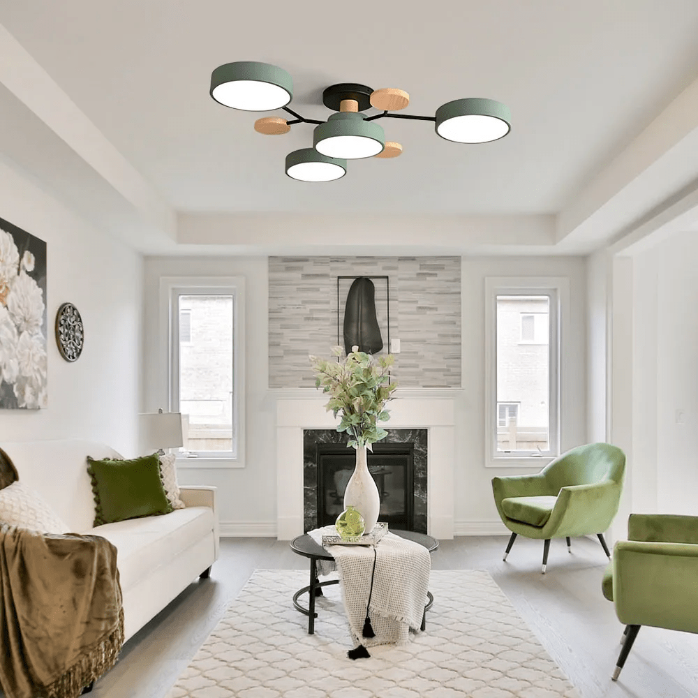 Multi Arm LED Ceiling Light With Circular Shades, 24 Inches | Temsk