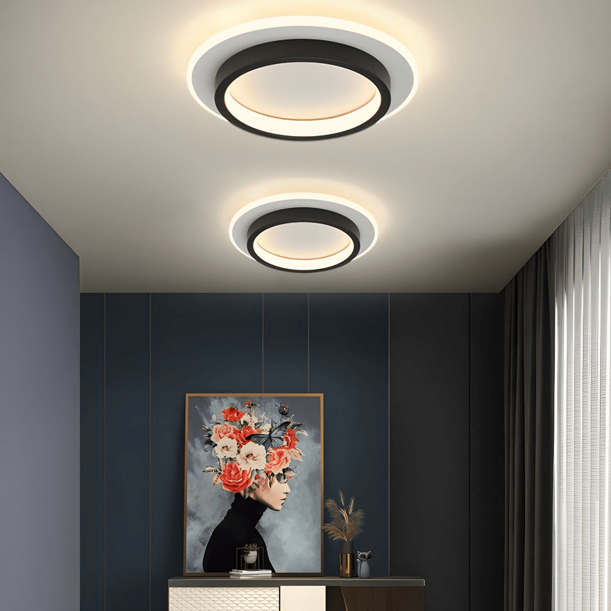 Multi Tier Circular Flush Mount Ceiling Light Metal 12 Inch | Temsk