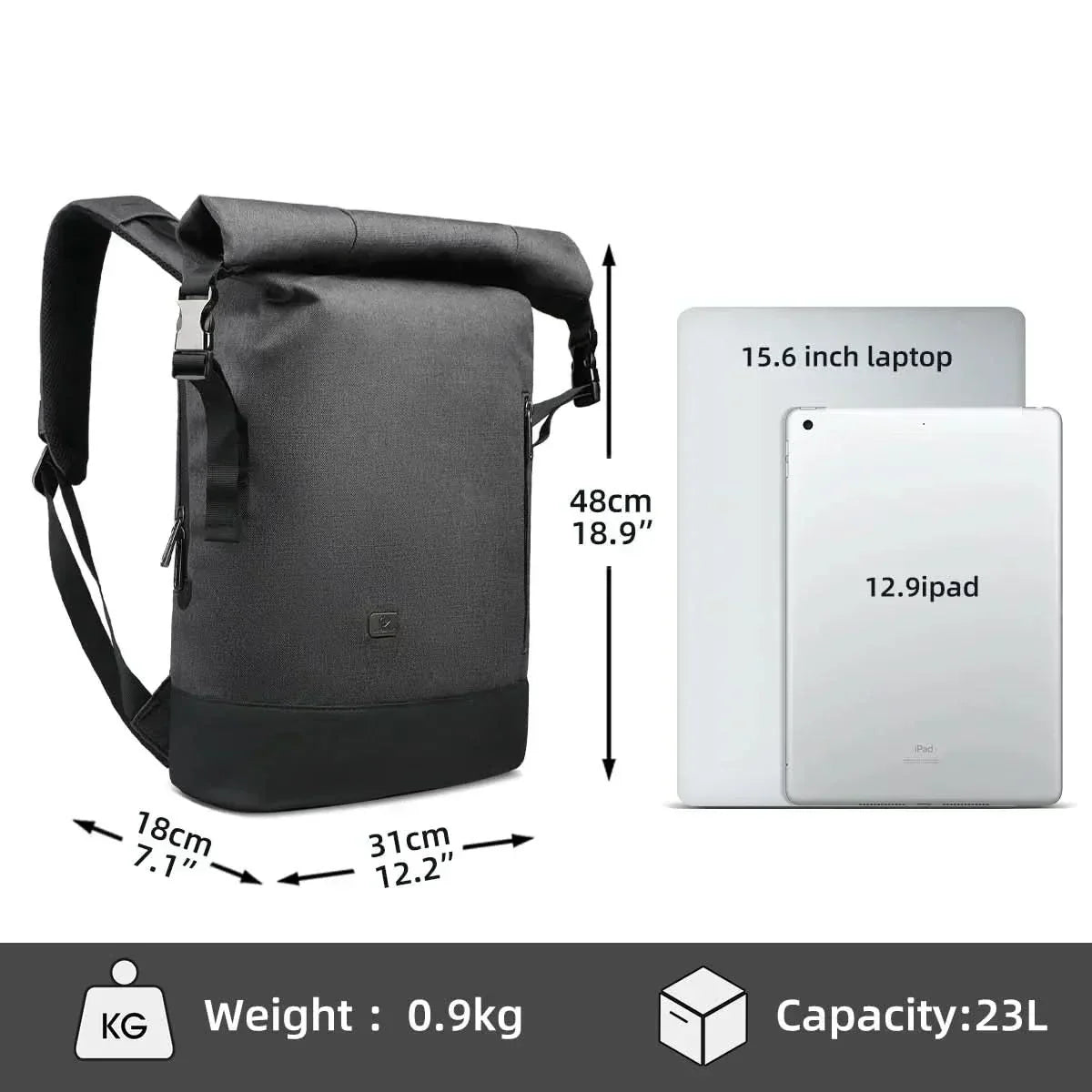CityTrail Rolltop Backpack For Multifunctional Outdoor Use With USB Port | Temsk
