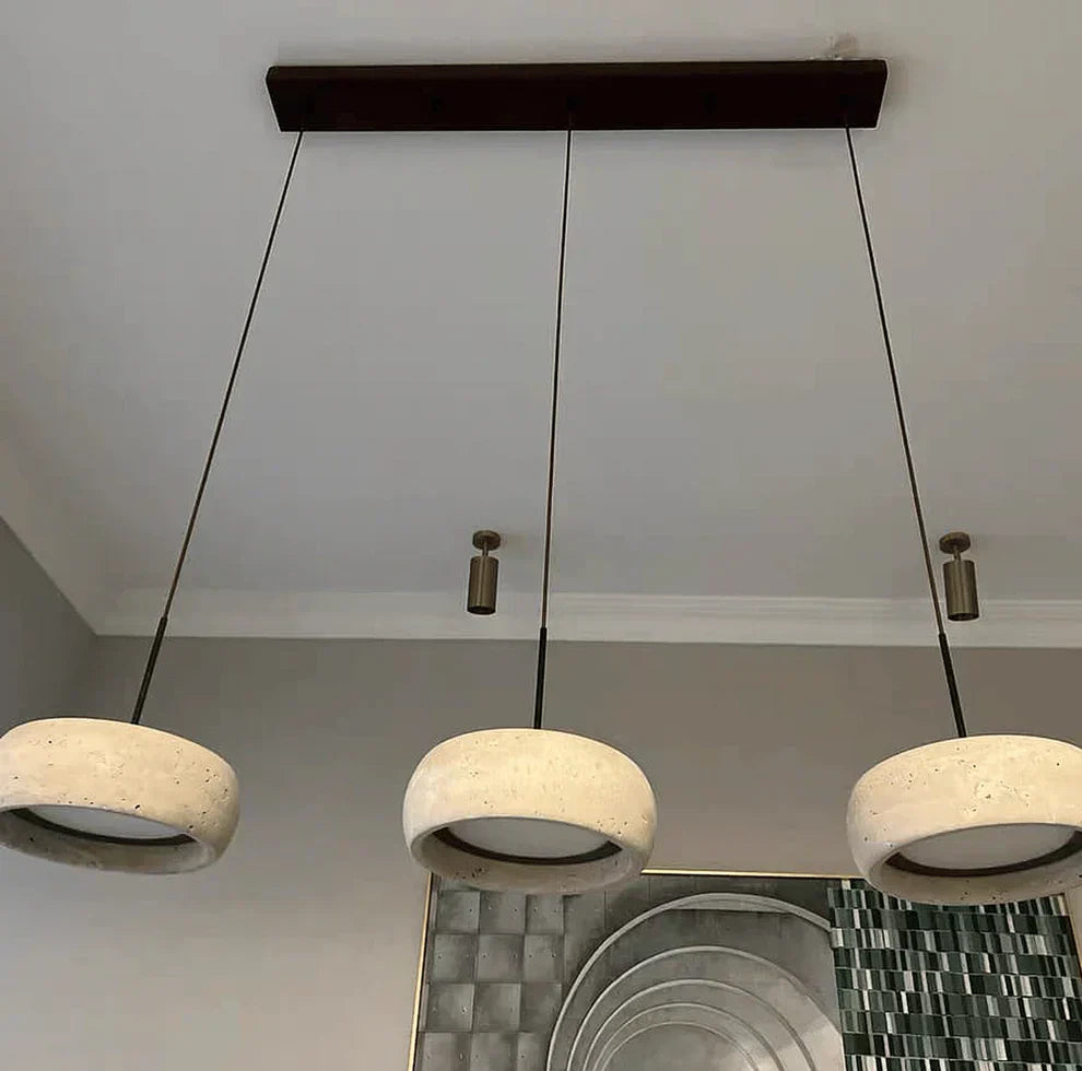 Donut-Shaped Travertine Pendant Light With Integrated LED | Temsk