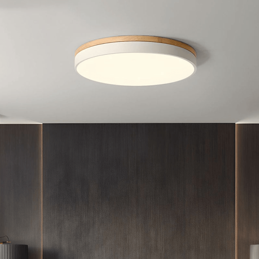 SylvaLume LED Ceiling Lamp With Natural Wood Grain And Green Accent | Temsk