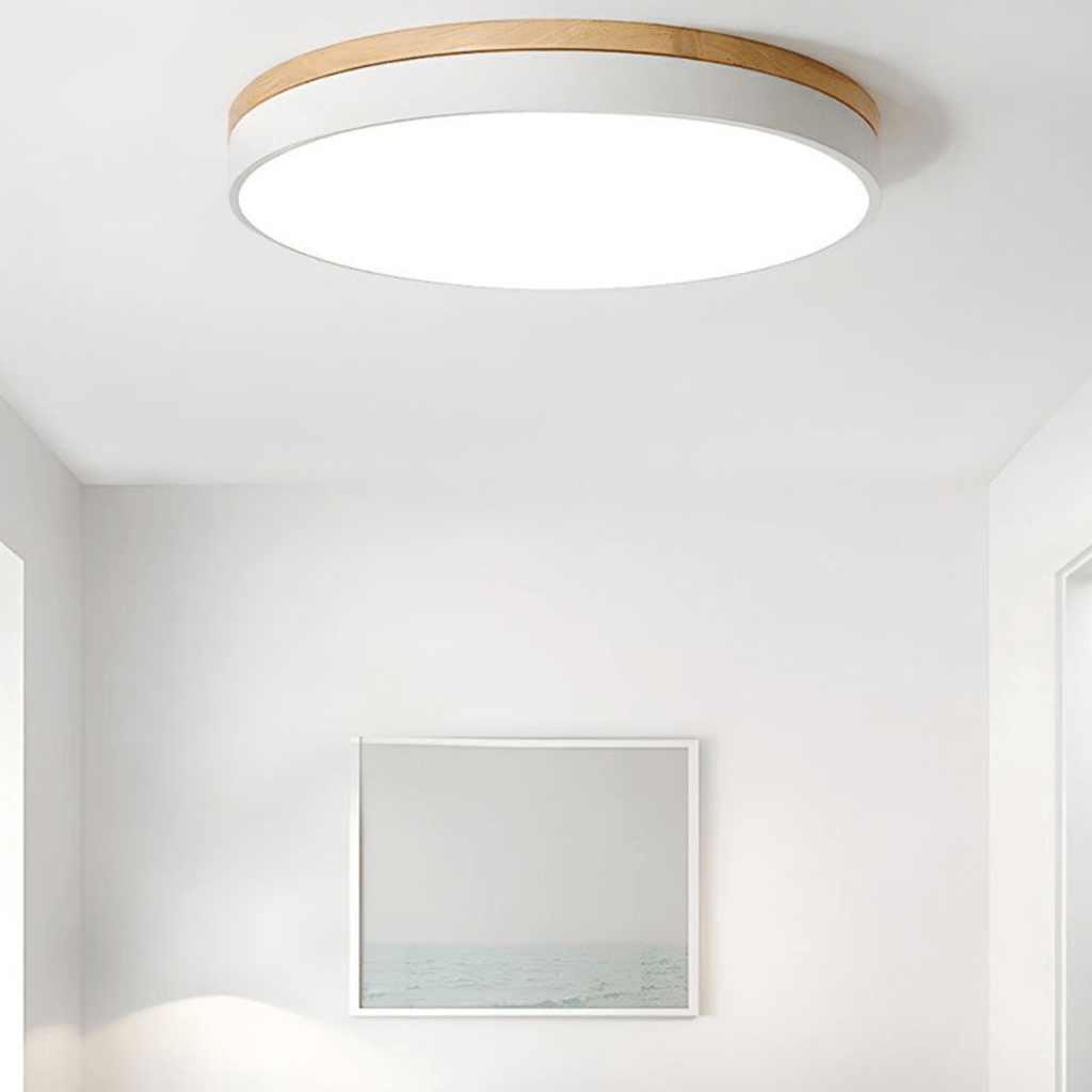 SylvaLume LED Ceiling Lamp With Natural Wood Grain And Green Accent | Temsk