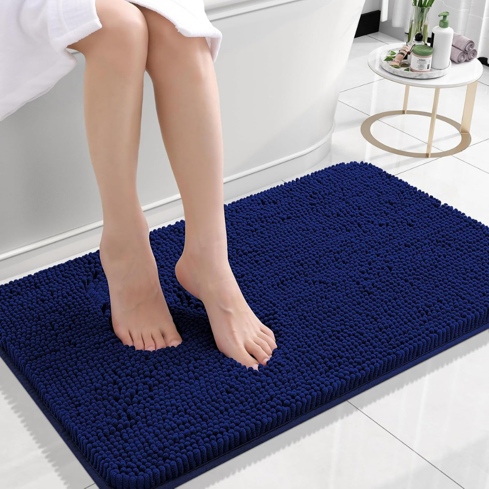 Chenille Bath Rug Absorbent Mat For Bathroom Floor That Stays Put | Temsk