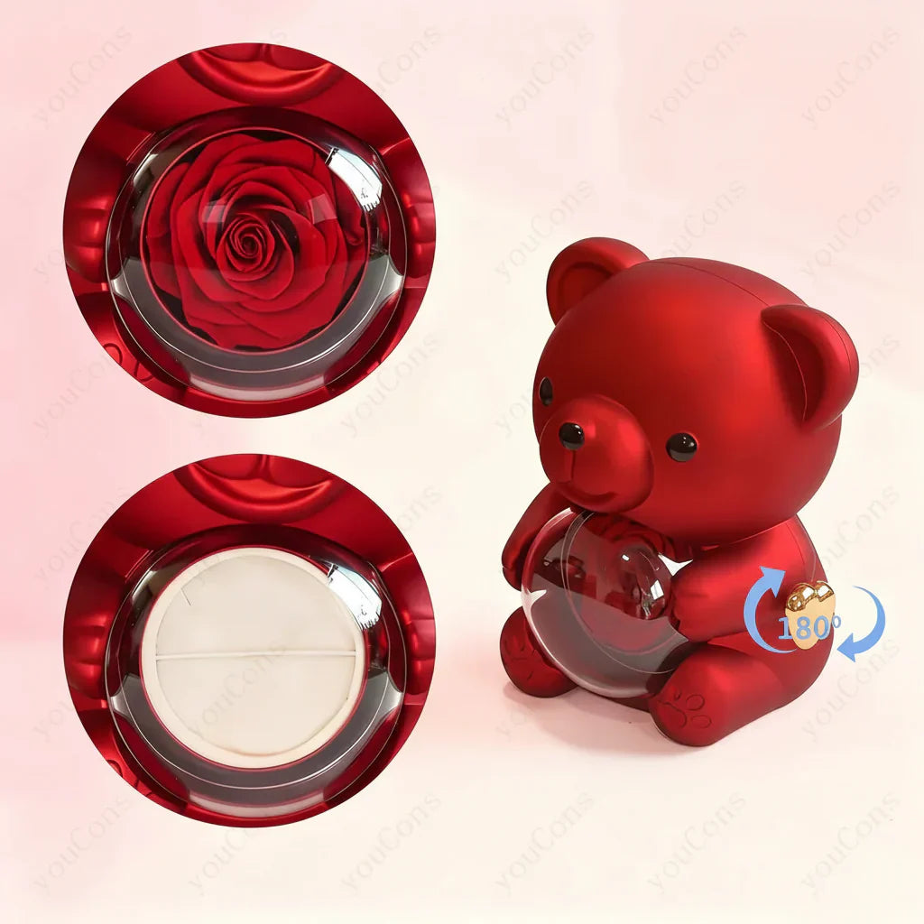 Heart Shaped Pendant Necklace With Zircon Bear Rose Gift Box For Women | Temsk