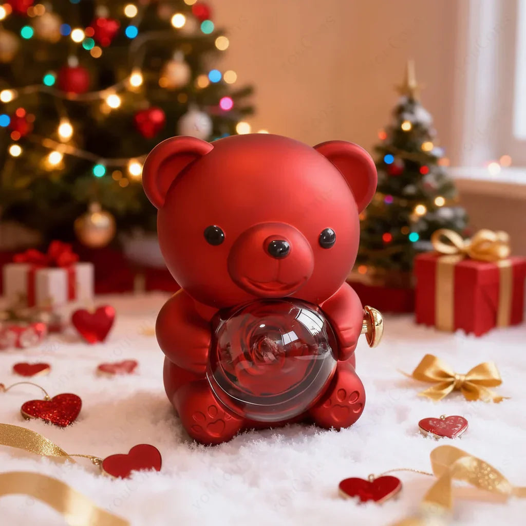 Heart Shaped Pendant Necklace With Zircon Bear Rose Gift Box For Women | Temsk