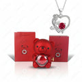Heart Shaped Pendant Necklace With Zircon Bear Rose Gift Box For Women | Temsk