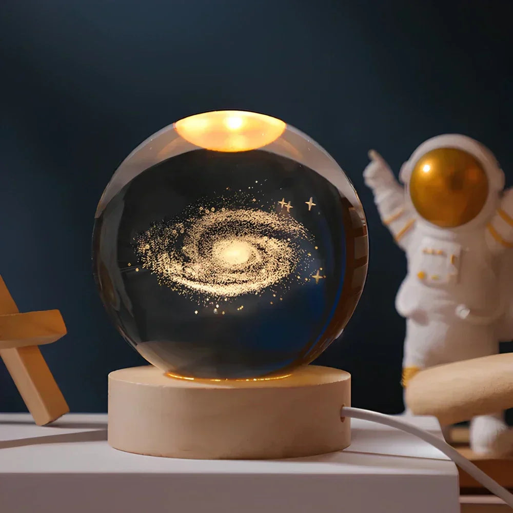 Crystal Ball LED Night Light With 3D Planet Engraving Table Lamp | Temsk