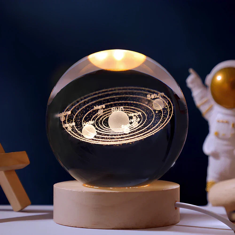 Crystal Ball LED Night Light With 3D Planet Engraving Table Lamp | Temsk
