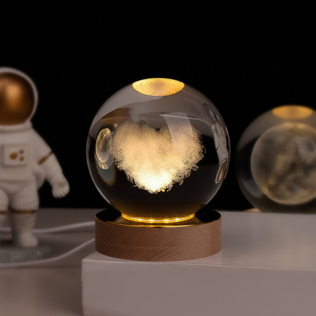 Crystal Ball LED Night Light With 3D Planet Engraving Table Lamp | Temsk