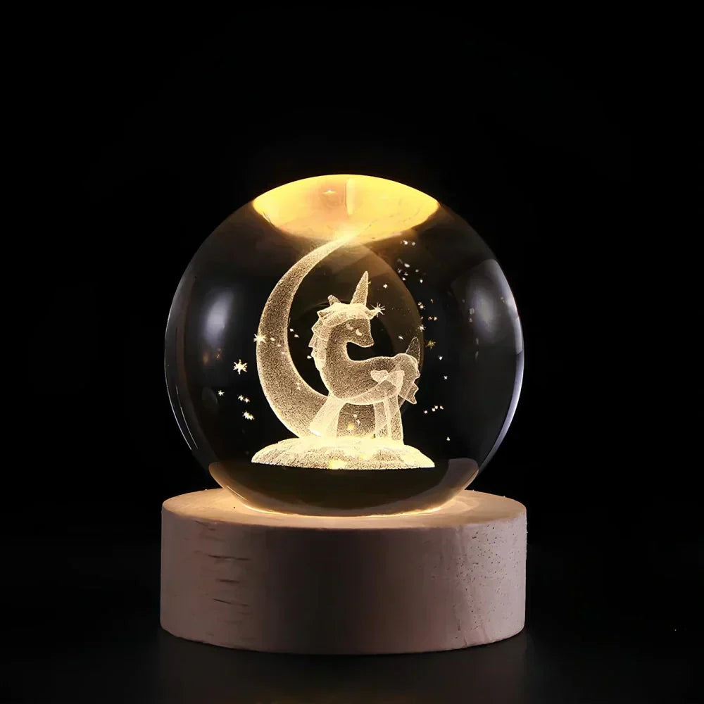 Crystal Ball LED Night Light With 3D Planet Engraving Table Lamp | Temsk