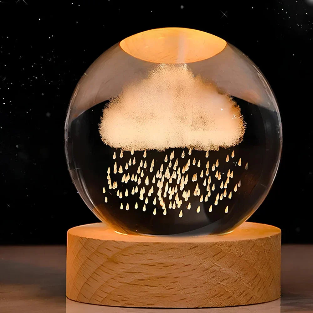 Crystal Ball LED Night Light With 3D Planet Engraving Table Lamp | Temsk