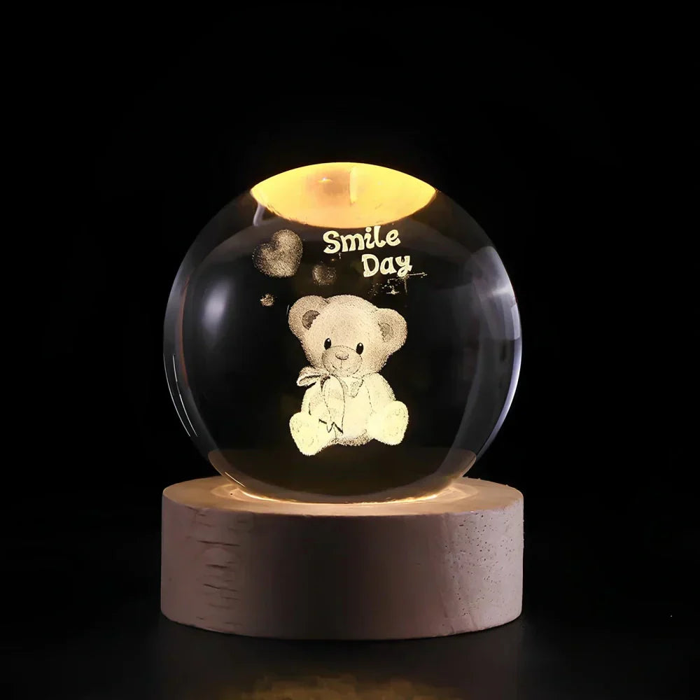 Crystal Ball LED Night Light With 3D Planet Engraving Table Lamp | Temsk