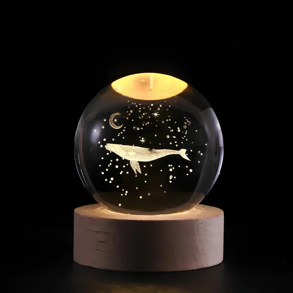 Crystal Ball LED Night Light With 3D Planet Engraving Table Lamp | Temsk