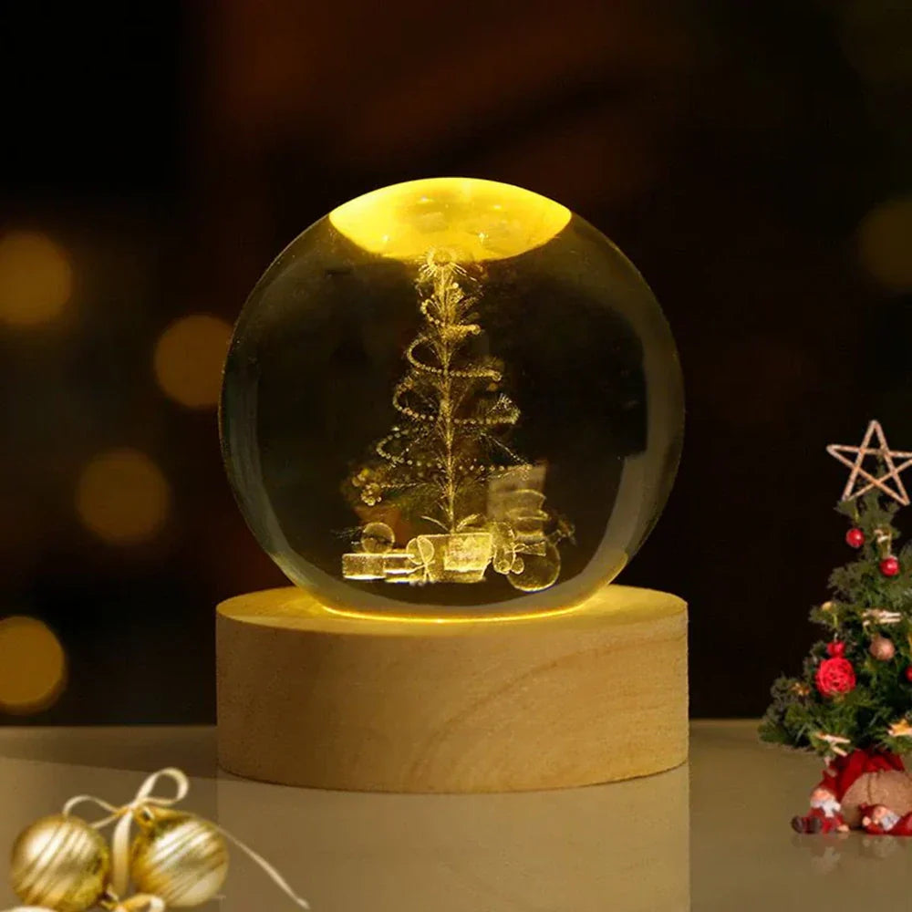 Crystal Ball LED Night Light With 3D Planet Engraving Table Lamp | Temsk
