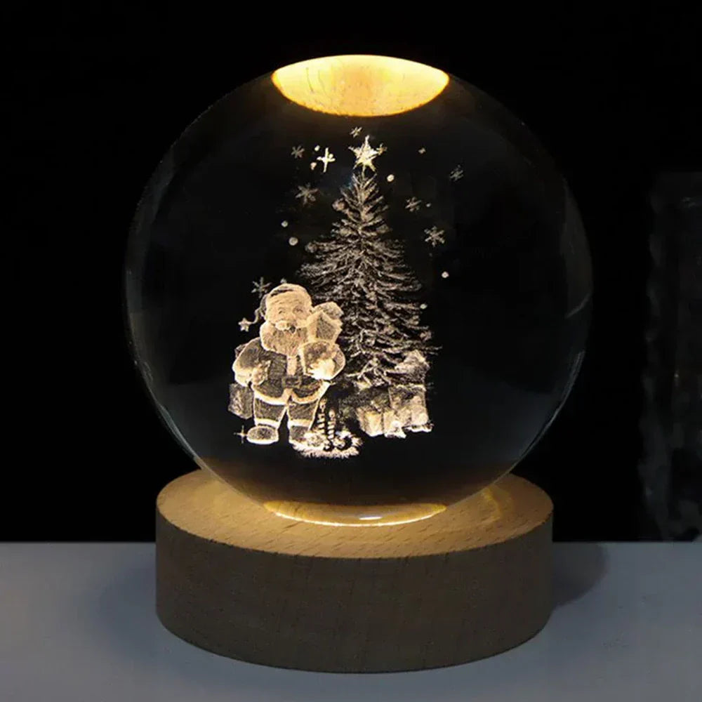 Crystal Ball LED Night Light With 3D Planet Engraving Table Lamp | Temsk