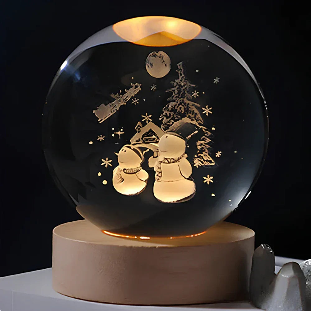 Crystal Ball LED Night Light With 3D Planet Engraving Table Lamp | Temsk