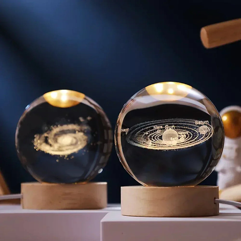 Crystal Ball LED Night Light With 3D Planet Engraving Table Lamp | Temsk