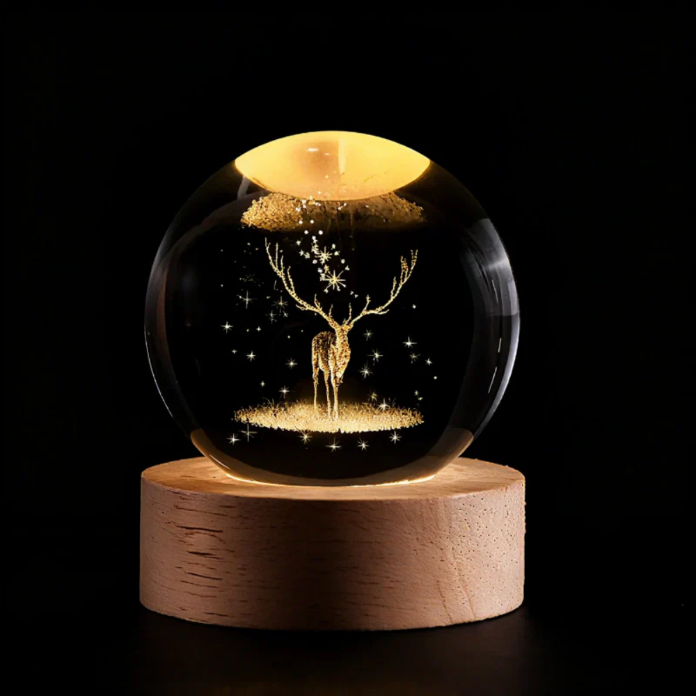 Crystal Ball LED Night Light With 3D Planet Engraving Table Lamp | Temsk