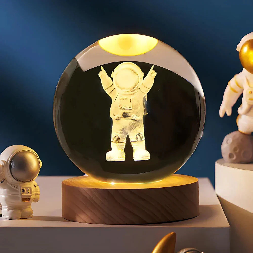 Crystal Ball LED Night Light With 3D Planet Engraving Table Lamp | Temsk