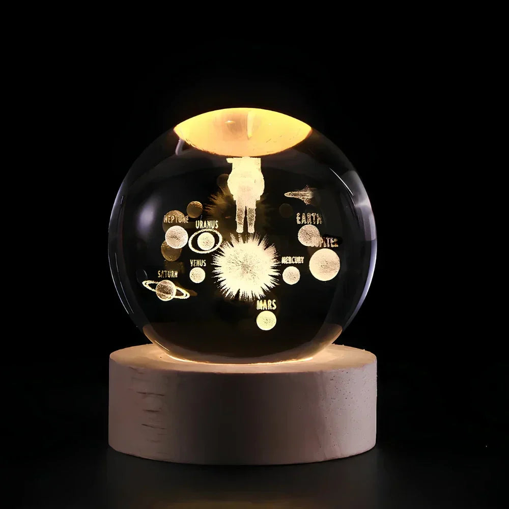 Crystal Ball LED Night Light With 3D Planet Engraving Table Lamp | Temsk