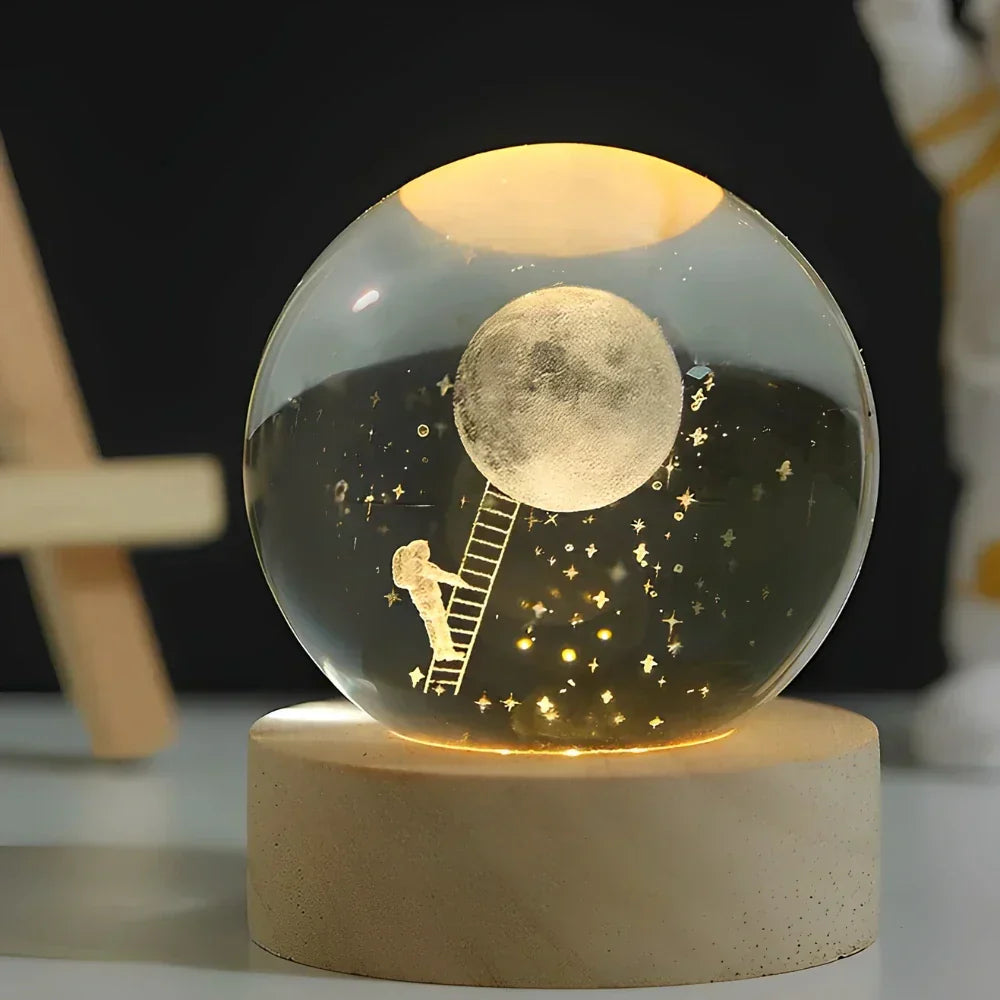 Crystal Ball LED Night Light With 3D Planet Engraving Table Lamp | Temsk